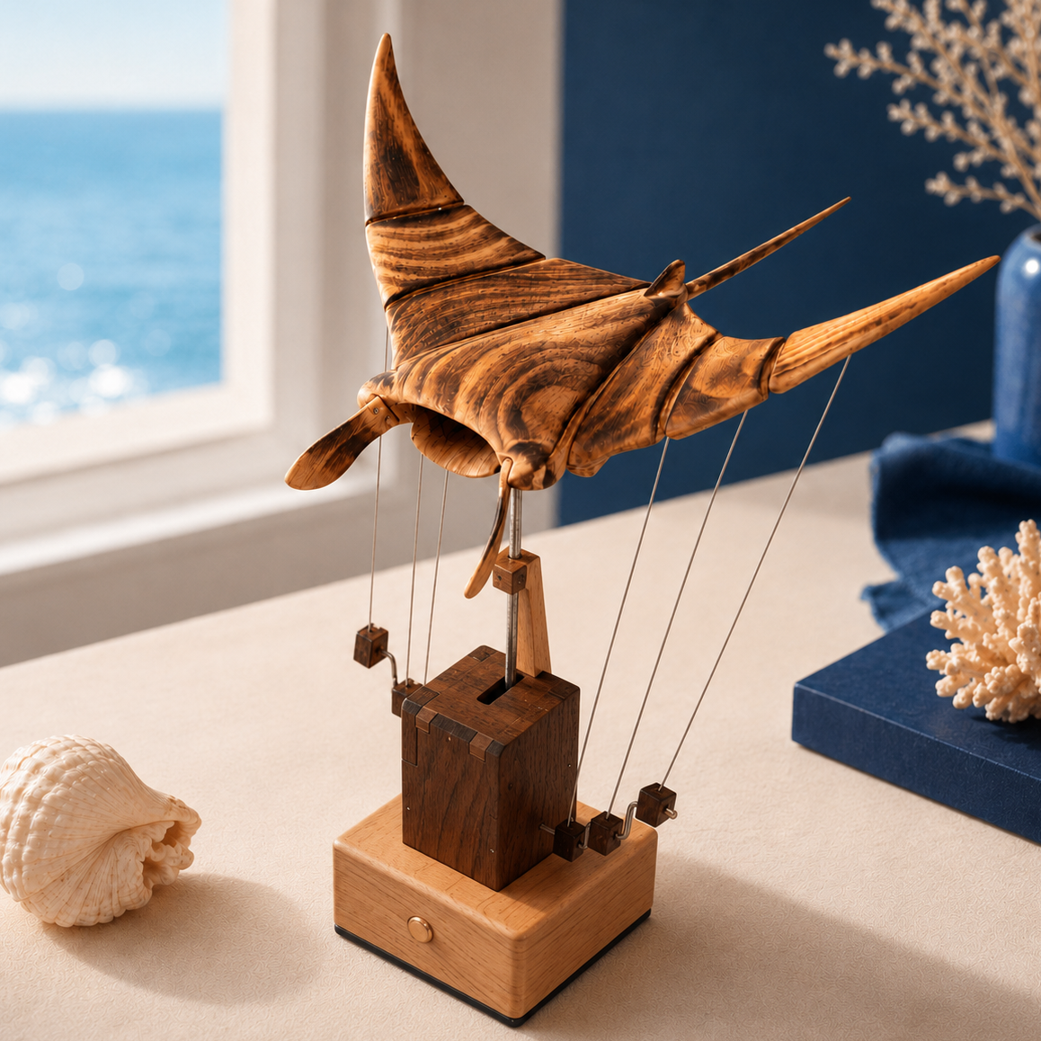 The Gliding Manta Ray — wood sculpture