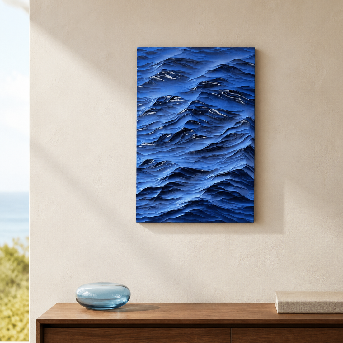 The Ocean, in Relief — wood sculpture